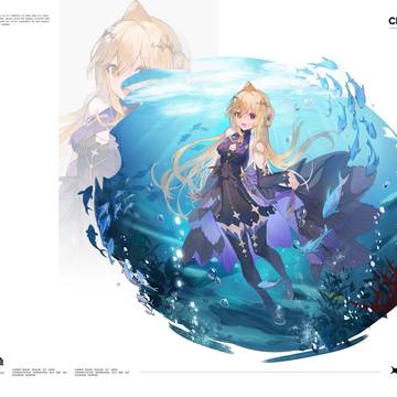 miru, girl, sea / 一点作业