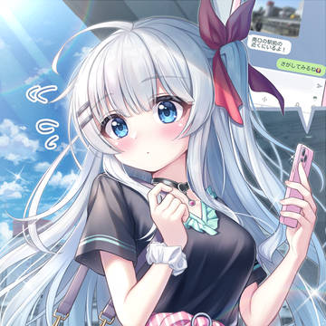 girl, original, white hair / 待ち合わせ場所でキョロキョロと僕のことを探してる君の姿が可愛くて