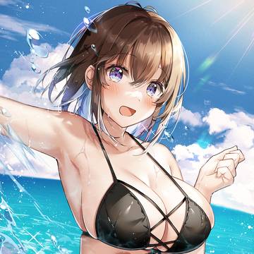 original, clothed breasts, breasts / 黒紐ビキニ、はわわな予感