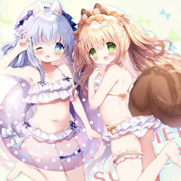donut-shaped buoy, frills, animal ears / みるめるSummer🏖️✨