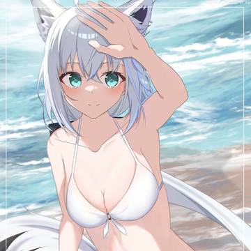 swimsuit, Fubuki Shiragami, Fubuki Shiragami fanart / 水着白上