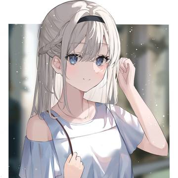 original, girl, white hair / 待ち合わせ