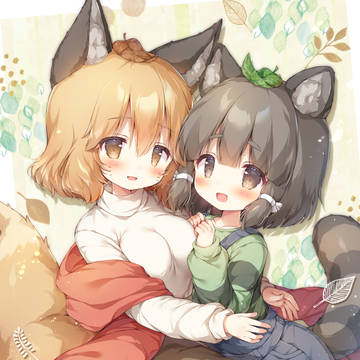 animal ears, girl, fox ears / 🍂きつねさんとたぬきさん🍃