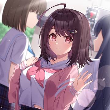 girl, original, creation / 小さく手を振ってくれる女の子
