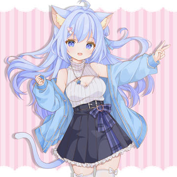 Skeb, girl, cat ears / 🐱💙💙