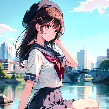 girl, young girl, original / 河岸