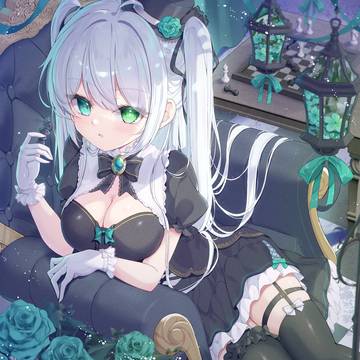 girl, original, silver hair / 🎩💚