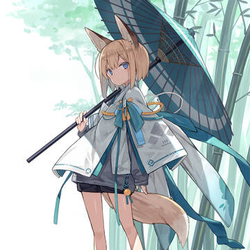 original, fox ears, Japanese umbrella / 和風衣装きつね