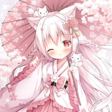 original, girl, loli / 雪色のふわふわ狐たち