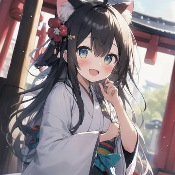 girl, animal ears, animal ears / ねこみみ巫女
