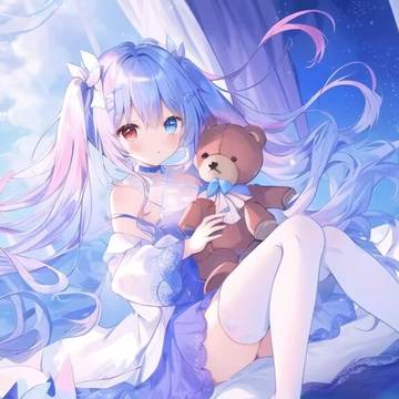 girl, white knee-high socks, twin ponytails / 夢幻˃ʍ˂
