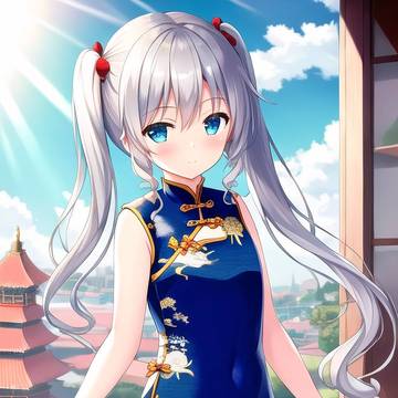 AI, exhibitionism, exhibitionism / 小小少女穿着性感分叉旗袍（silt qipao）-第14周-2