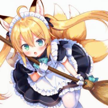 OC, animal ears, heterochromia / メイド掃除中