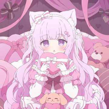 girl, cat ears, valentine / ♡