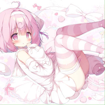 girl, pink hair, kneesocks / 🎀🍥🤍