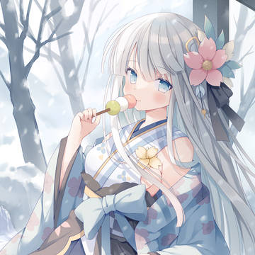 original, girl, white hair / 雪より団子