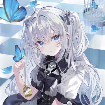 maid uniform, silver hair, original / 銀髪メイド少女🦋‪