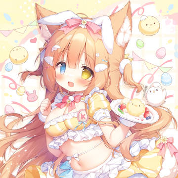 girl, OC, animal ears / イースターこまこちゃん🐥