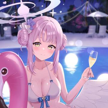 Mika Misono, Blue Archive, swimsuit / ミカとナイトプール🥂🌟