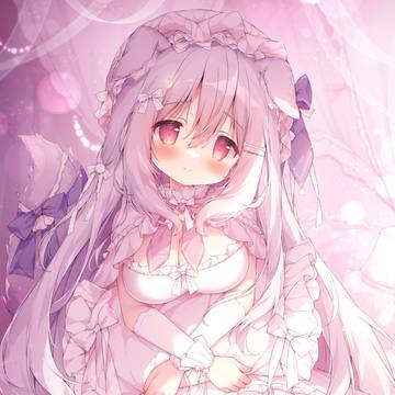 loli with huge breasts, animal ears, thighs / 眠れるまで、そばで見守っていますからね
