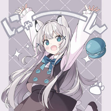 original, animal ears, silver hair / にゃーーーーん