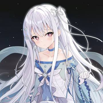 girl, silver hair, white tights / 月仙仙