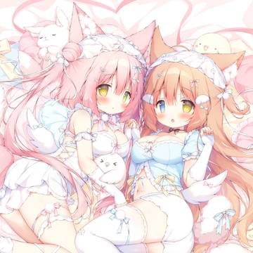 animal ears, girl, loli with huge breasts / 🎀🤍