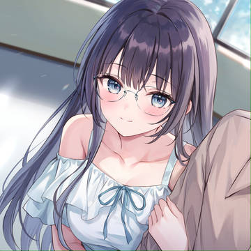 girl, original, black hair / 黒髪眼鏡っ子