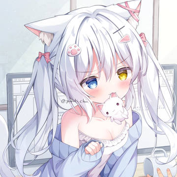 original, cat ears, girl / 遊んでほしいにゃ！