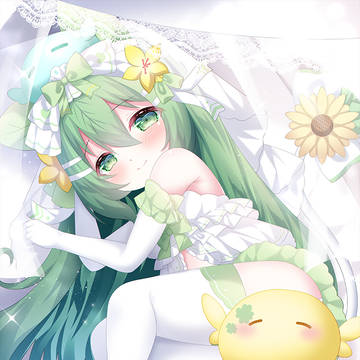 green hair, girl, bewitching thighs / リクエスト