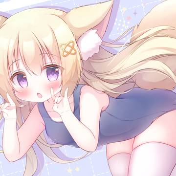 girl, moe, school swimsuit / スク水キツネっ子🦊💛