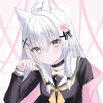virtual YouTuber, white hair, animal ears / 【skeb】闇月远忘さま