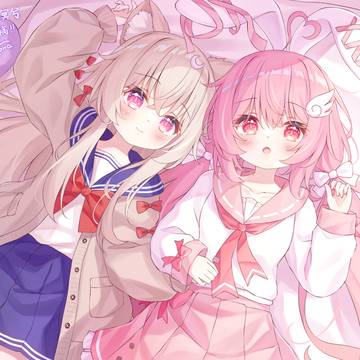 girl, loli, cat ears / 【委托】兔兔猫猫贴贴~