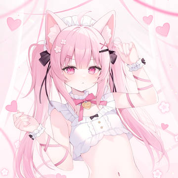 girl, twin pig tails, bellybutton / 🌸