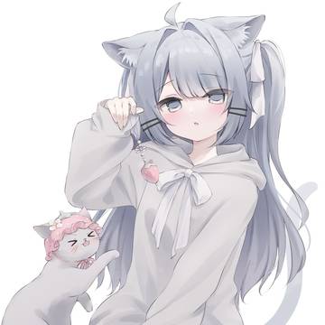 girl, cat, cat ears / 🩵