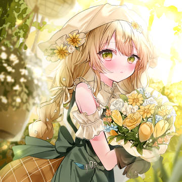 bouquet, creation, flower / お花屋さんの女の子🌼💛