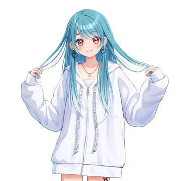 Shiranami Ramune, standing picture, bewitching thighs / 白波らむね (パーカー)