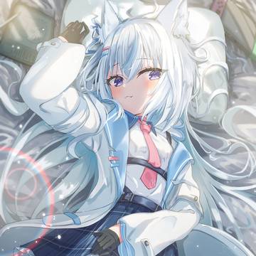 girl, white hair, uniform / スケブイラスト