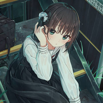 high school girl, uniform, wet see-through / 湿気