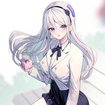 girl, White Hair, present / 柏宮カルア