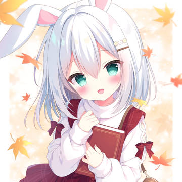 girl, knee-high, animal ears / 🍁🤍