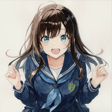 original, watercolor painting, uniform / 【オリジナル】 制服の女の子