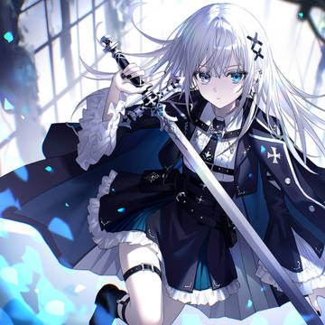 original, girl, white hair / ゴシック制服🗡️