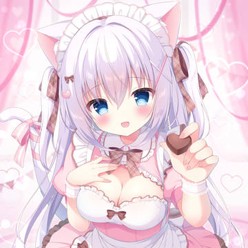 original character, girl, animal ears / はい、あーん🍫💗