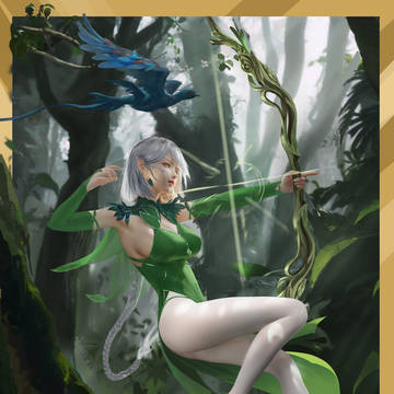 illustration, scenery, large breasts / 精灵——莉莉娜