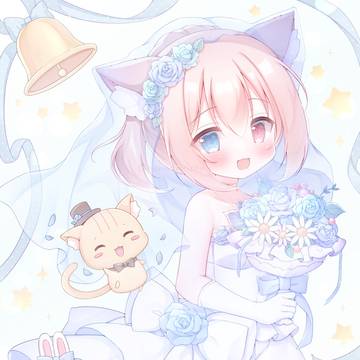 girl, moe, animal ears / 💐🩵